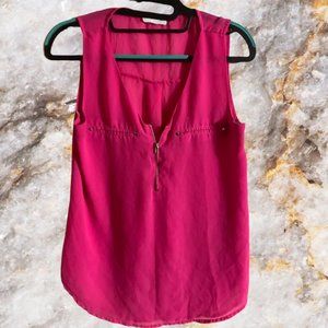 Hot Pink Sleeveless Zip Down Top
